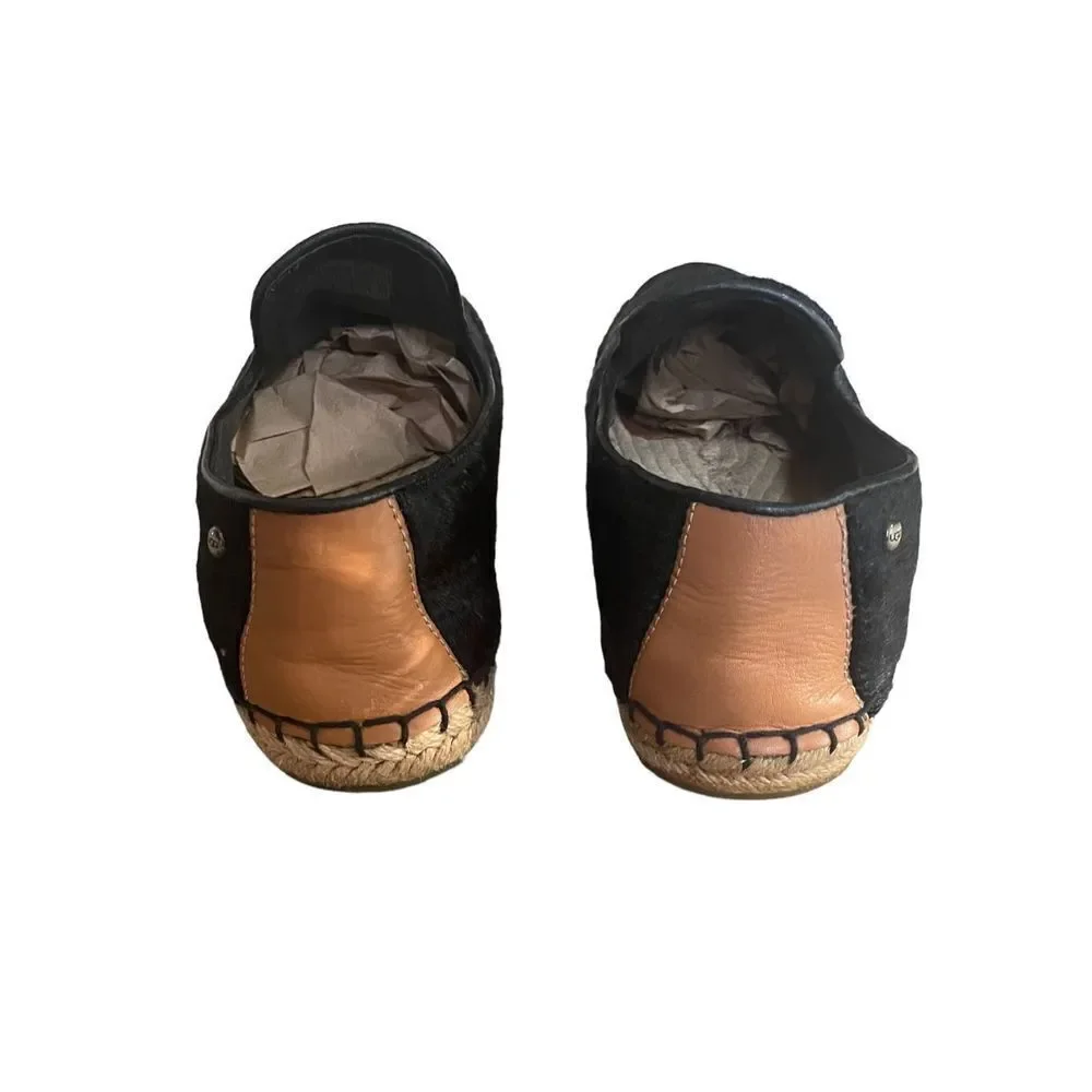 Ugg Black Calf Hair Sandrinne Espadrilles Flats Sz 7​​​​ - Picture 5 of 10